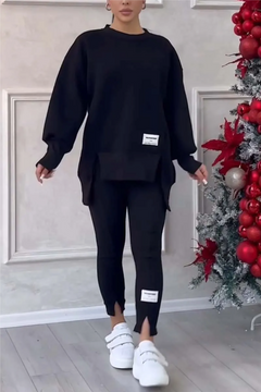 Sleeve Slit Sweatshirt Leggings Set