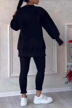 Sleeve Slit Sweatshirt Leggings Set