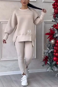 Sleeve Slit Sweatshirt Leggings Set